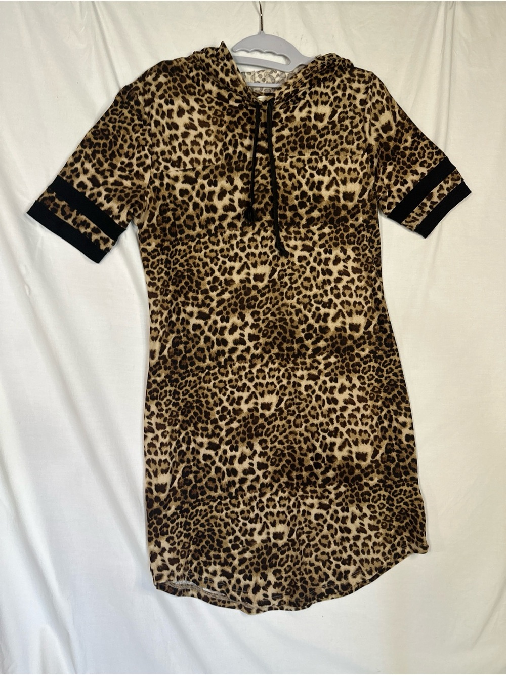 Leopard Print Hooded Dress - Brown
